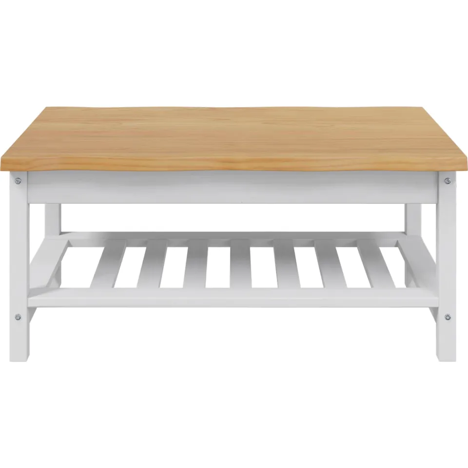 vidaXL Salontafel EKAI Wit 100 x 60 x 45,5 cm Massief grenenhout, foto 3