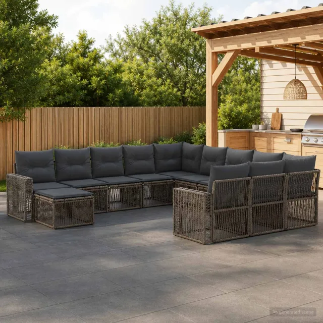 vidaXL Tuinbankenset 12 st 12-zits Grijs en Donkergrijs poly rattan, foto 2