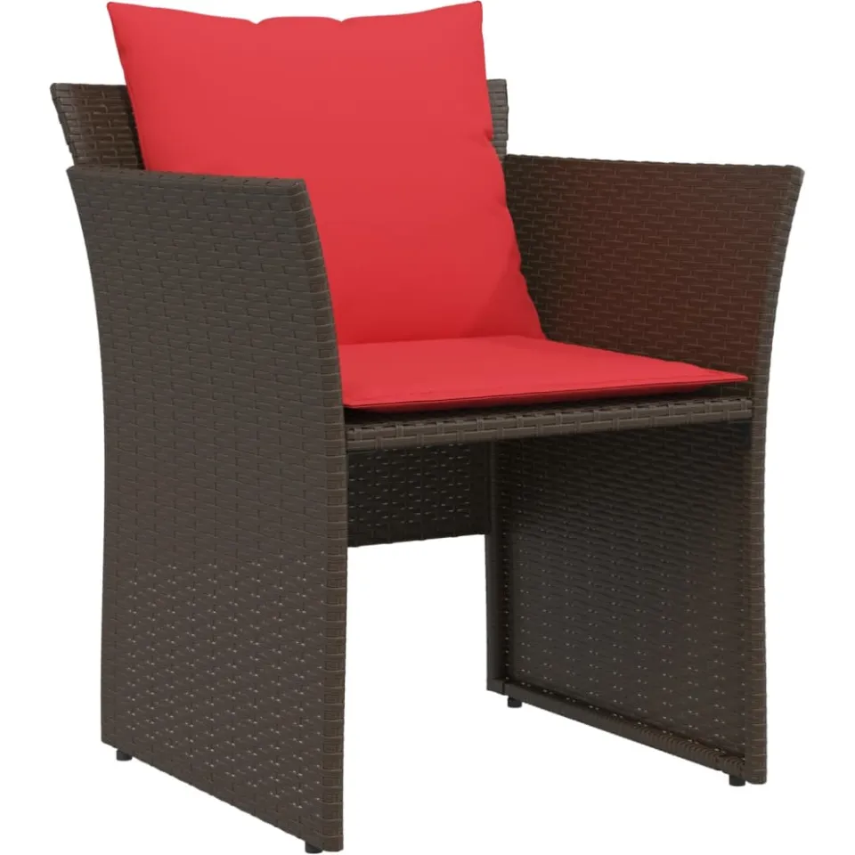 vidaXL Tuinstoel met voetenbank poly rattan bruin, foto 4