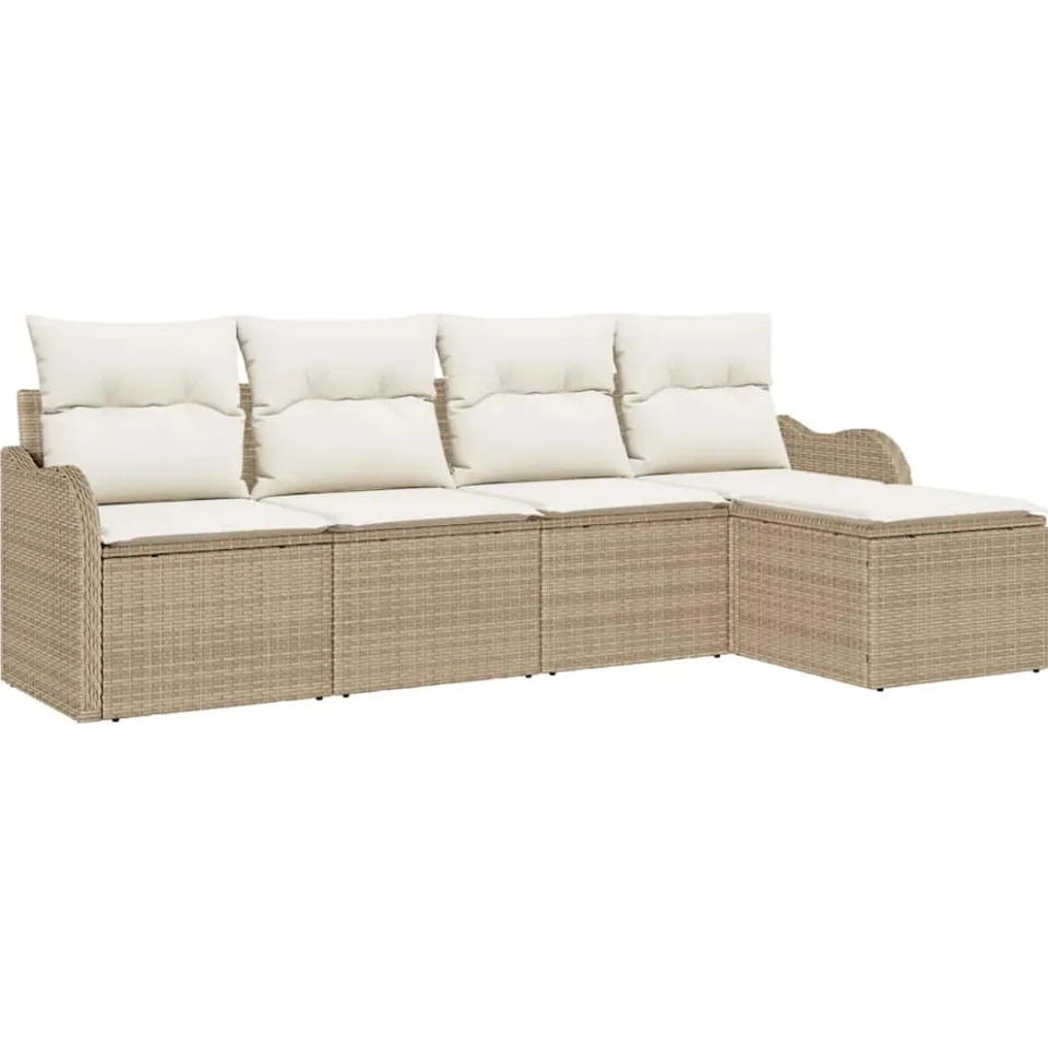 vidaXL Tuin Sofa Set 5 st Beige poly rattan