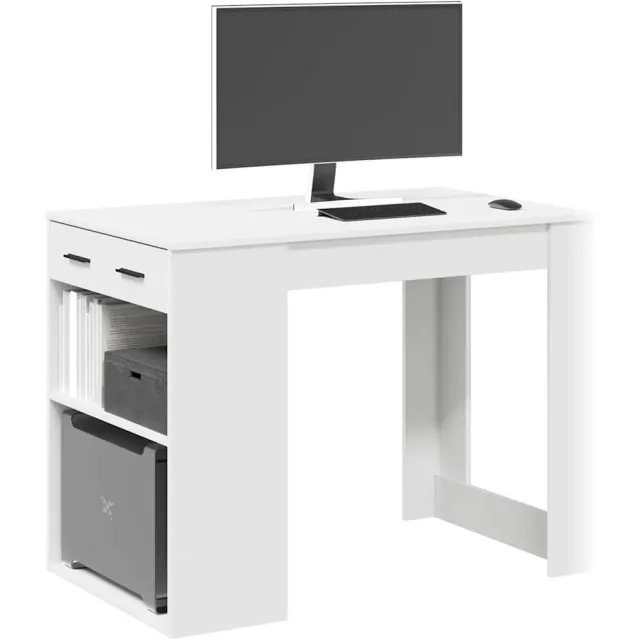 vidaXL Bureau met lade en plank 102x62x77,5 cm bewerkt hout wit