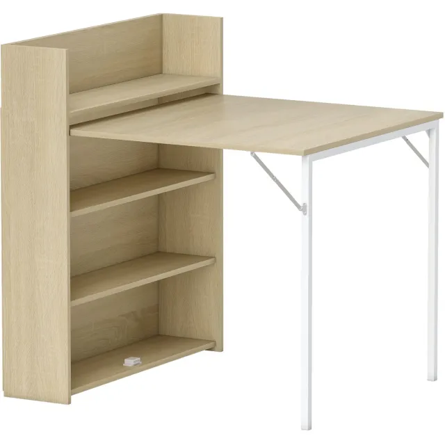 Homona Klapbare eettafel met opbergrek - Met stalen frame en verstelbare voetjes - 78,5 x 91 x 93 cm - Eikenlook Bruin