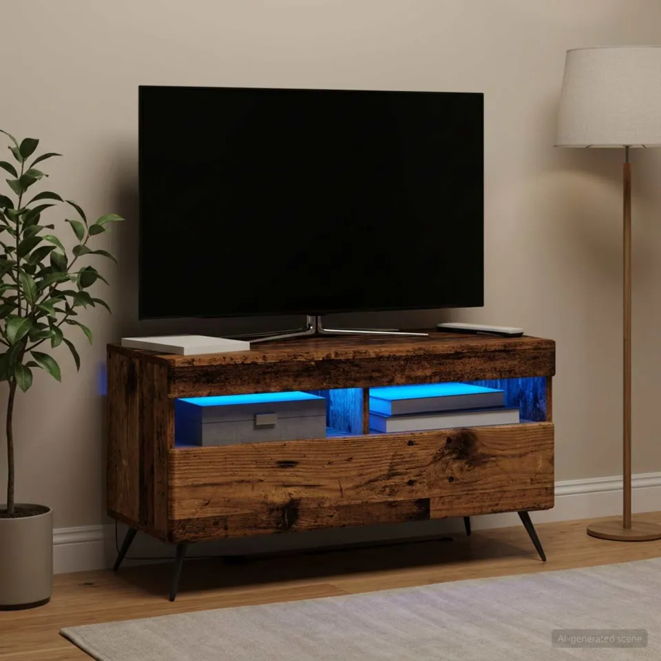 vidaXL LED tv-meubel Oud hout Bewerkt hout bruin, foto 4