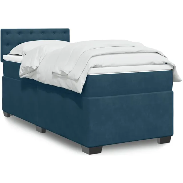 vidaXL Boxspring met matras fluweel donkerblauw 80x200 cm blauw