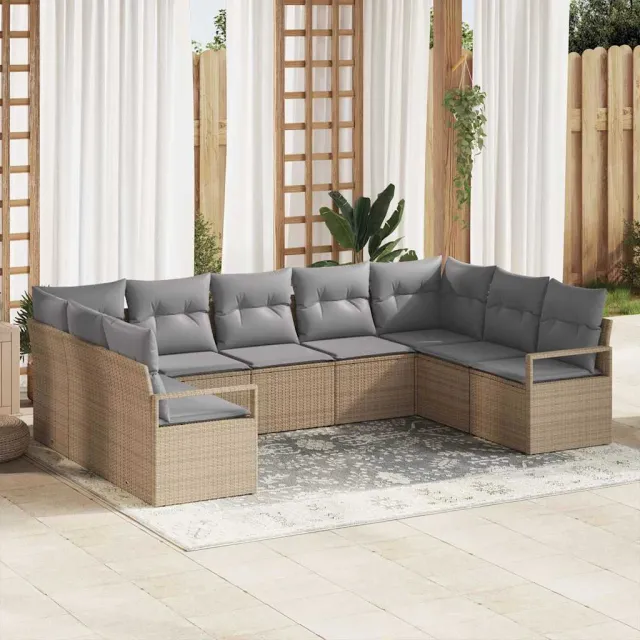 vidaXL Bankstel 9 st Beige poly rattan, foto 2