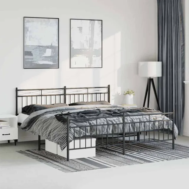 vidaXL Bedframe met hoofd- en voeteneinde metaal zwart 183x213 cm