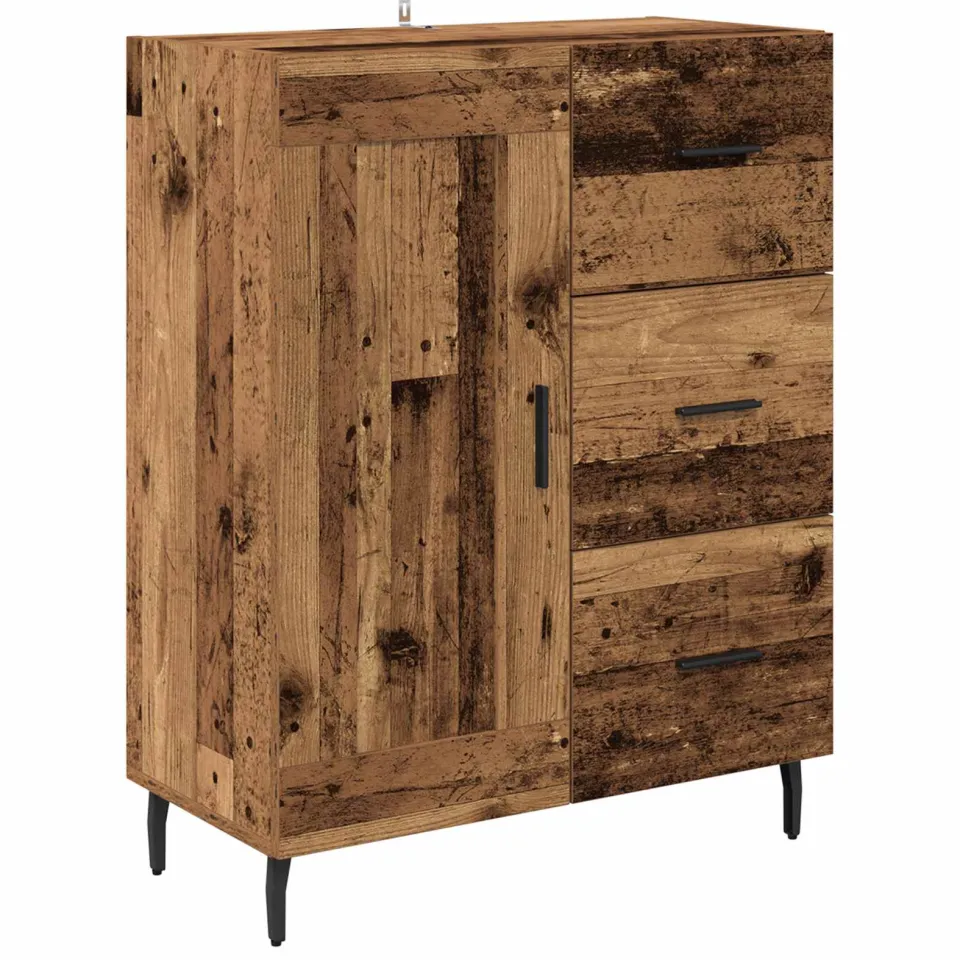 vidaXL Dressoir Oud Hout 69,5 x 34 x 90 cm Gemonteerd hout en ijzer bruin, foto 3