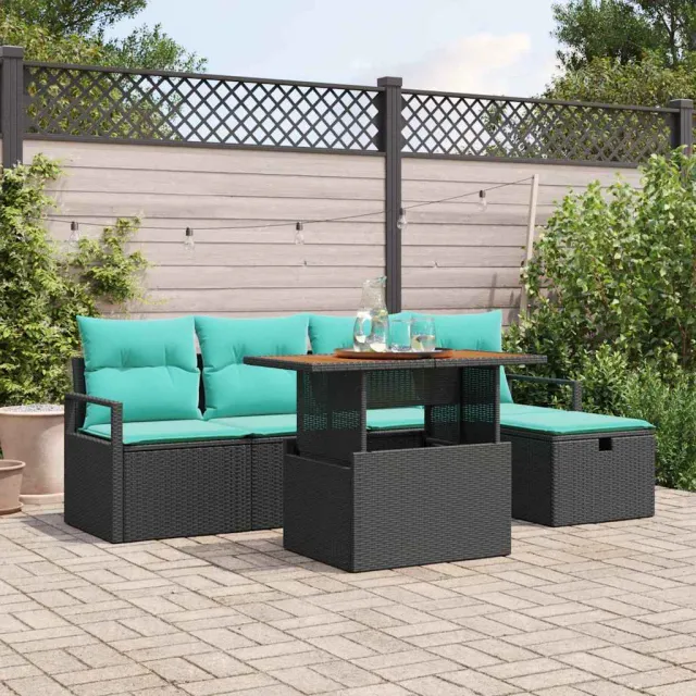 vidaXL Tuinbankenset 6 st Zwart poly rattan