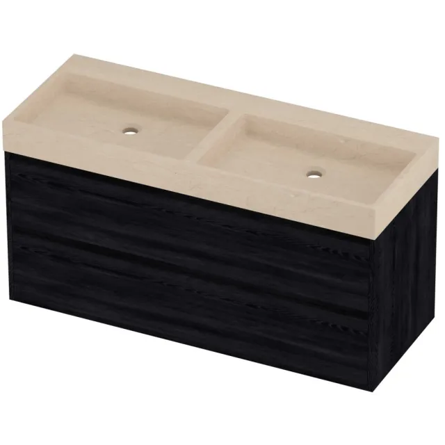 Proline Evoli Badmeubelset Hardsteen Loft In Kader 120x46x62 cm Sand Stone Black Oak Eiken