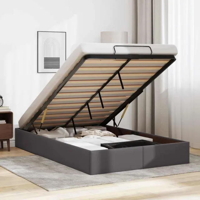 vidaXL Bedframe zonder matras 120x190 cm kunstleer grijs