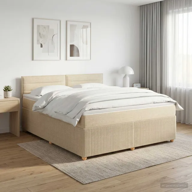 vidaXL Boxspringbed met matras Crèmekleurig 160 x 200 cm Stof