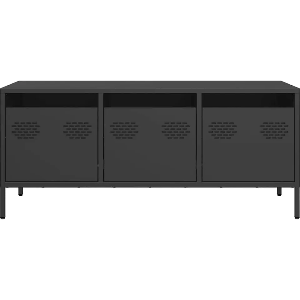 vidaXL Tv-meubel 101,5x39x43,5 cm koudgewalst staal zwart, foto 4