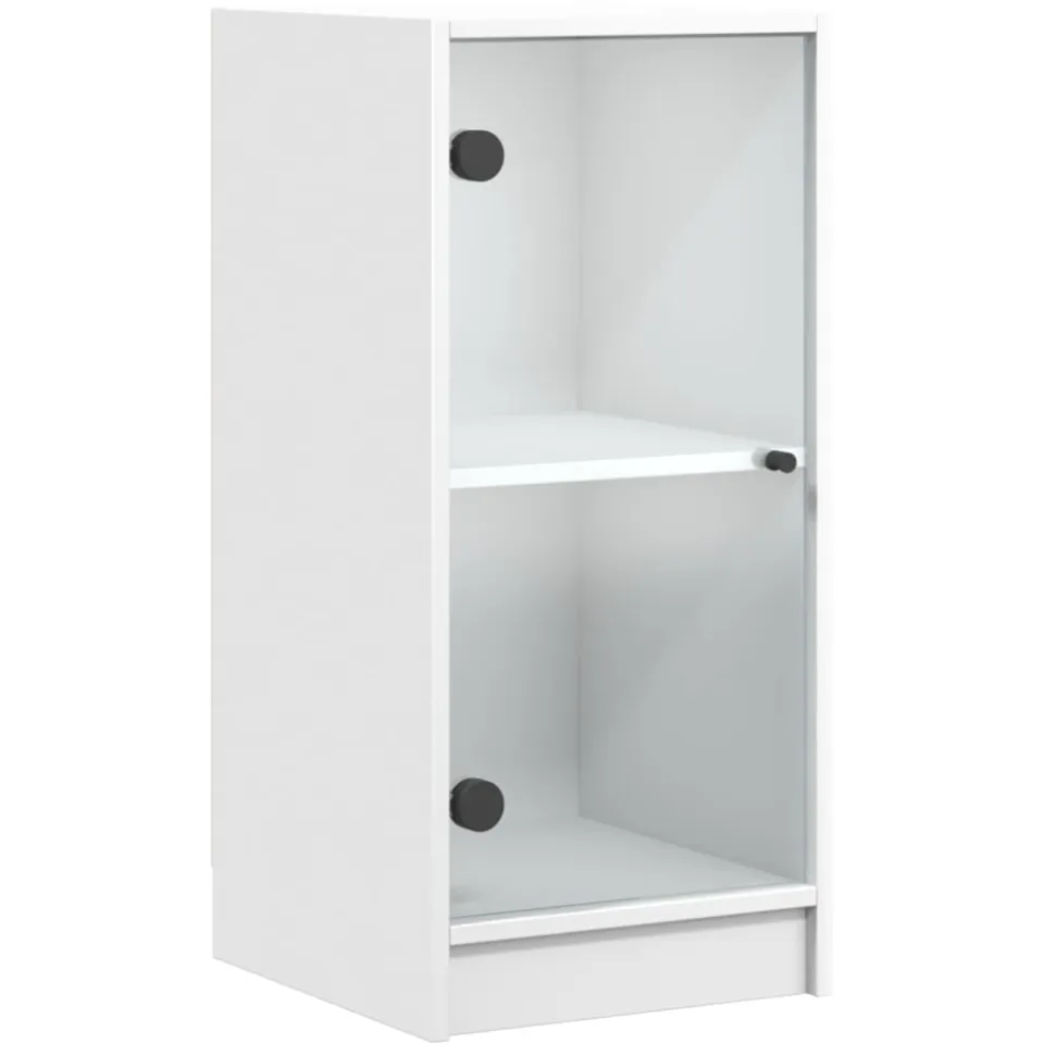 vidaXL Bijzetkast met glazen deuren 35x37x75,5 cm wit, foto 4