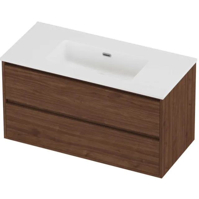 Proline Tribute Badmeubelset Porselein Elegant 100x46x54 cm Mat White Indian Walnut Houtlook