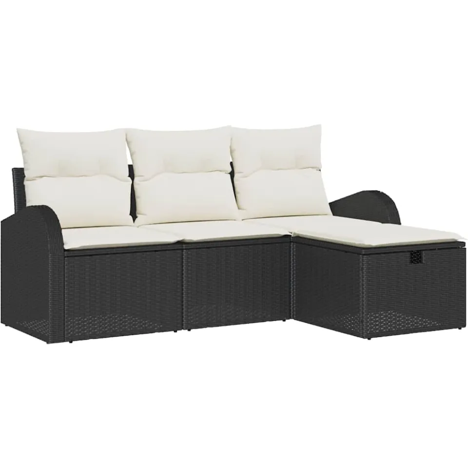 vidaXL Tuin Sofa Set 4 st Zwart poly rattan