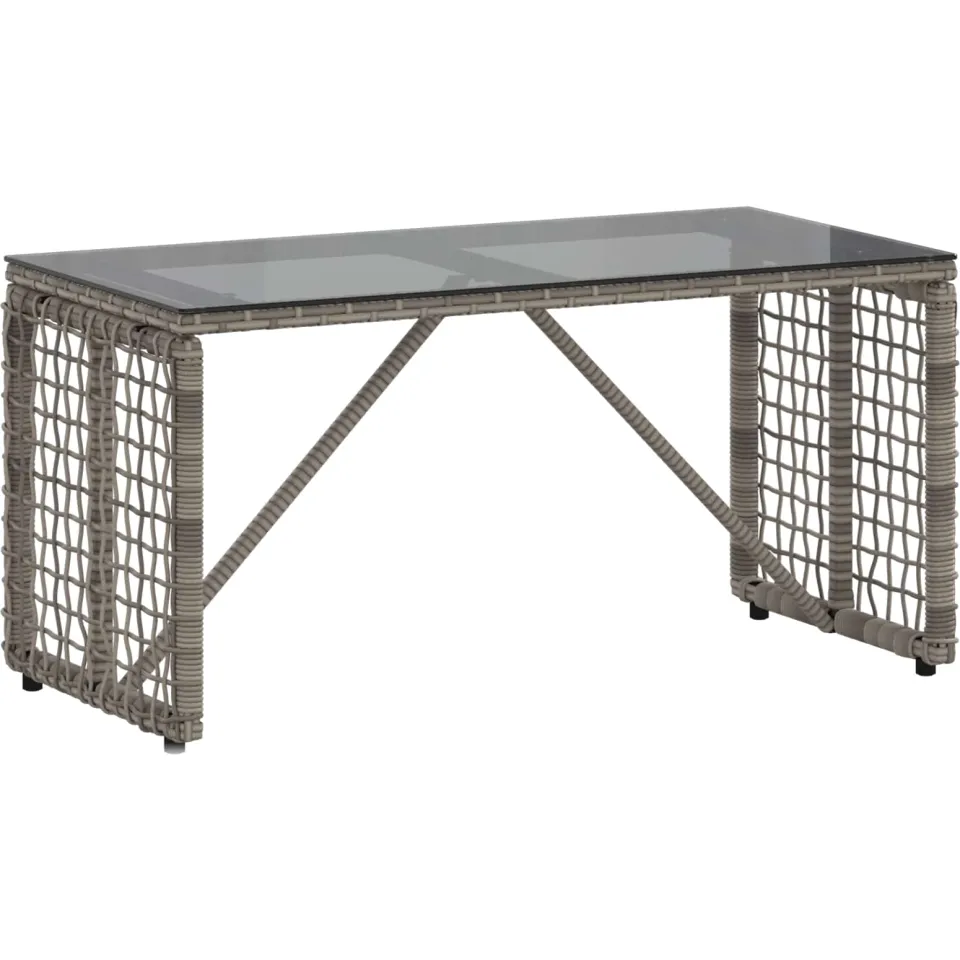 vidaXL Buiten Tafel Grijs en zwart 80 x 40 x 40 cm PE Rattan en Glas