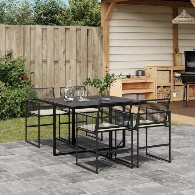 vidaXL 5-delige Tuinset met kussens poly rattan zwart, foto 2