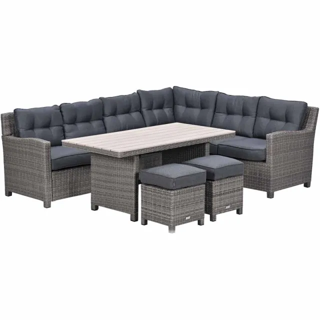 Garden Impressions Jaru lounge dining set 5-delig rechts - light teak vironwood Donker grijs