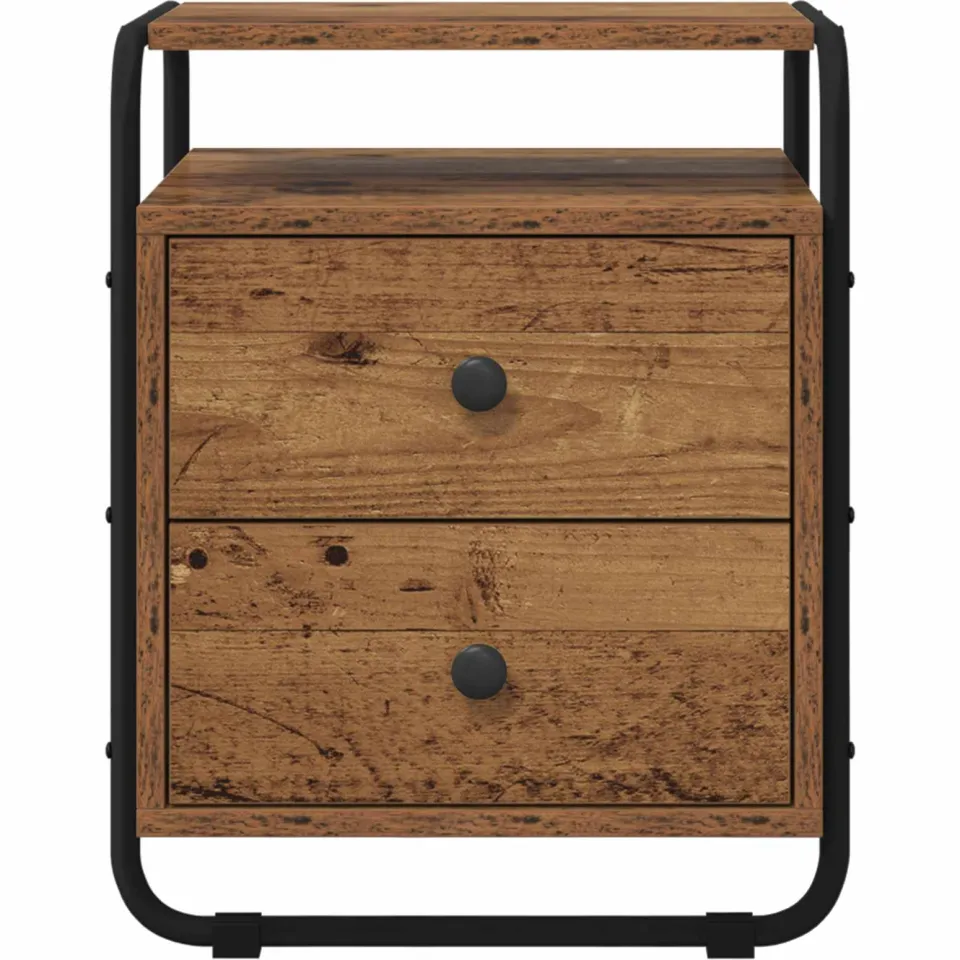 vidaXL Nachtkastje Oud hout 40 x 36,5 x 50 cm Bewerkt hout bruin, foto 4