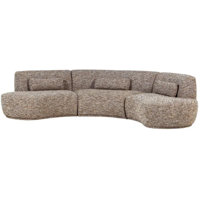 WOOOD Batavier halfronde 6-zits bank lichtbruin melange light brown melange