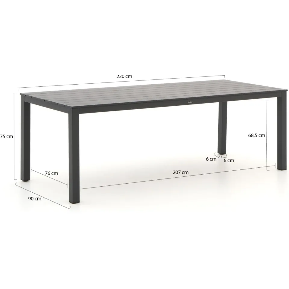 Apple Bee Hawaii/Menzano 220cm dining tuinset 7-delig stapelbaar grijs, foto 3