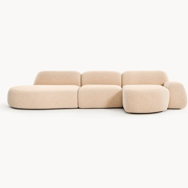 Westwing Collection Modulaire bouclé hoekbank Wolke (4-zits) Oranje