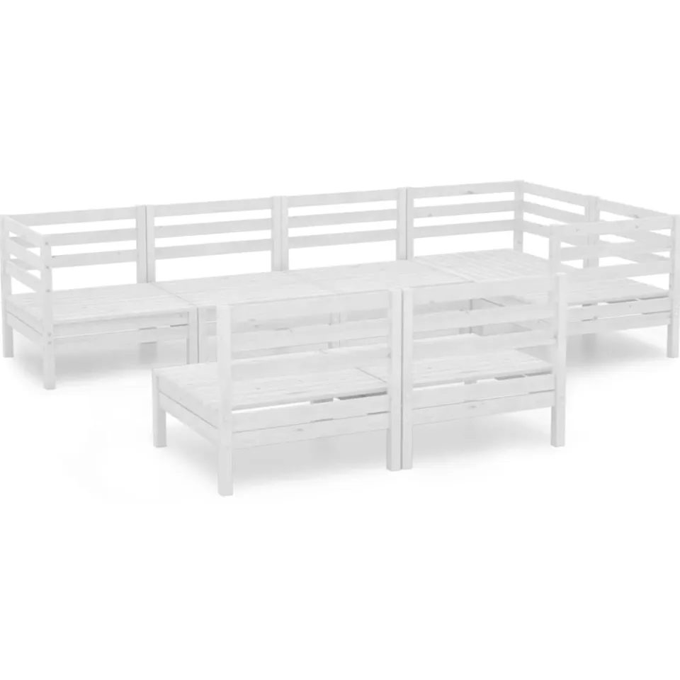 vidaXL 7-delige Loungeset massief grenenhout wit, foto 3