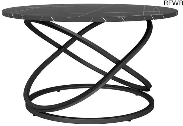 RFWR Stijlvolle zwarte salontafel met marmerlook en groot werkoppervlak - 79,5 x 46 cm