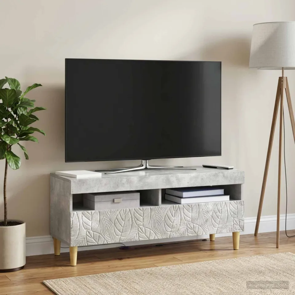 vidaXL LED tv-meubel Betongrijs Bewerkt hout grijs, foto 4