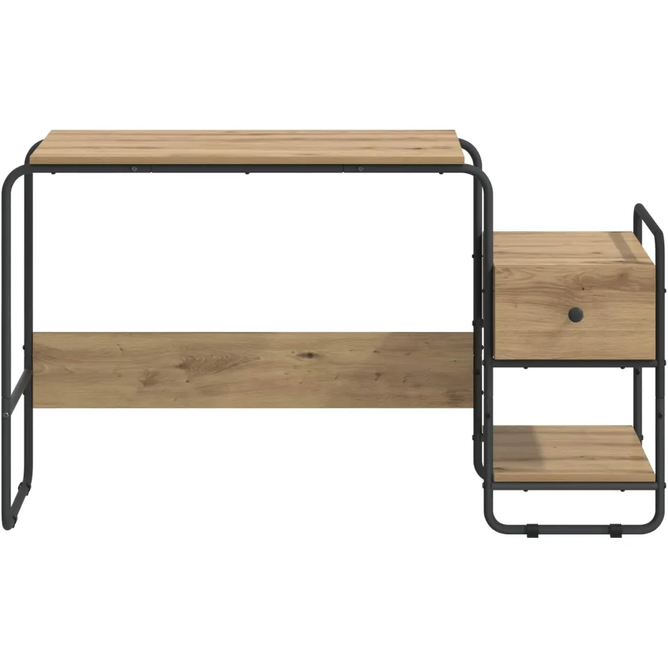 vidaXL Bureau met opbergruimte Artisanaal eiken 131,5 x 50 x 75,5 cm, foto 4