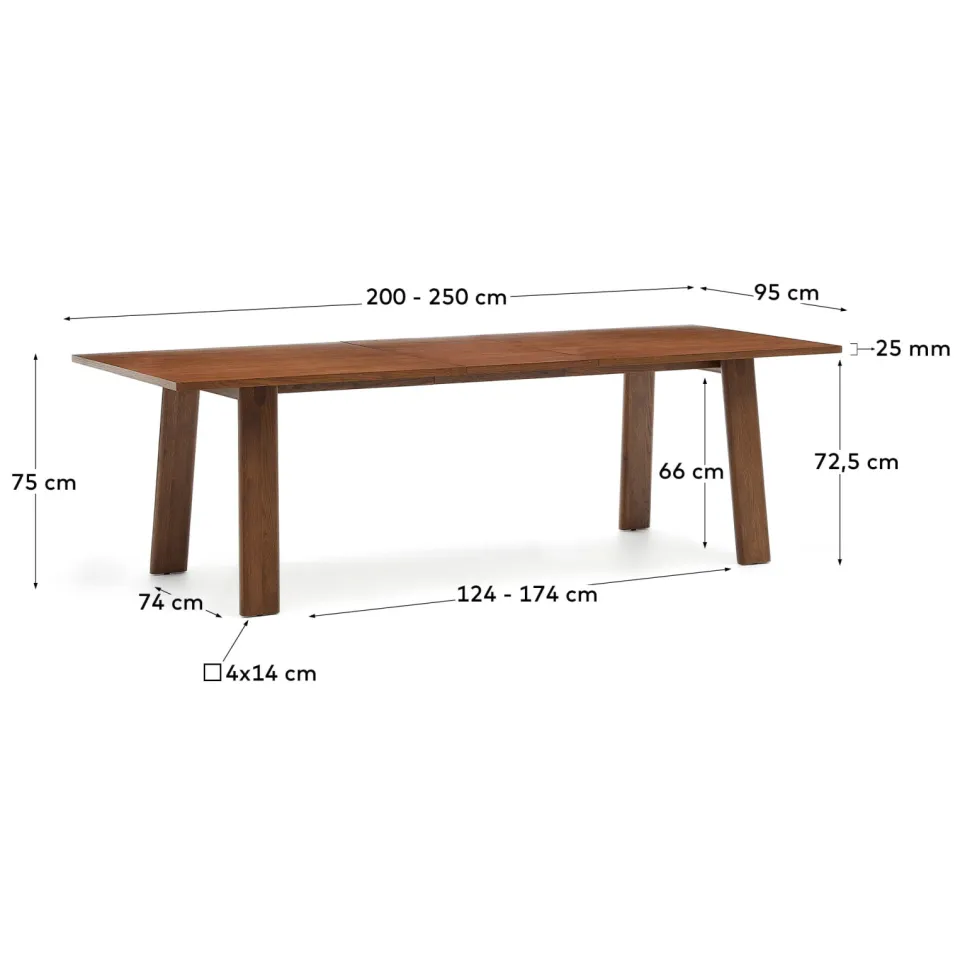 Kave Home Arlen uitschuifbare eettafel walnoot, foto 7