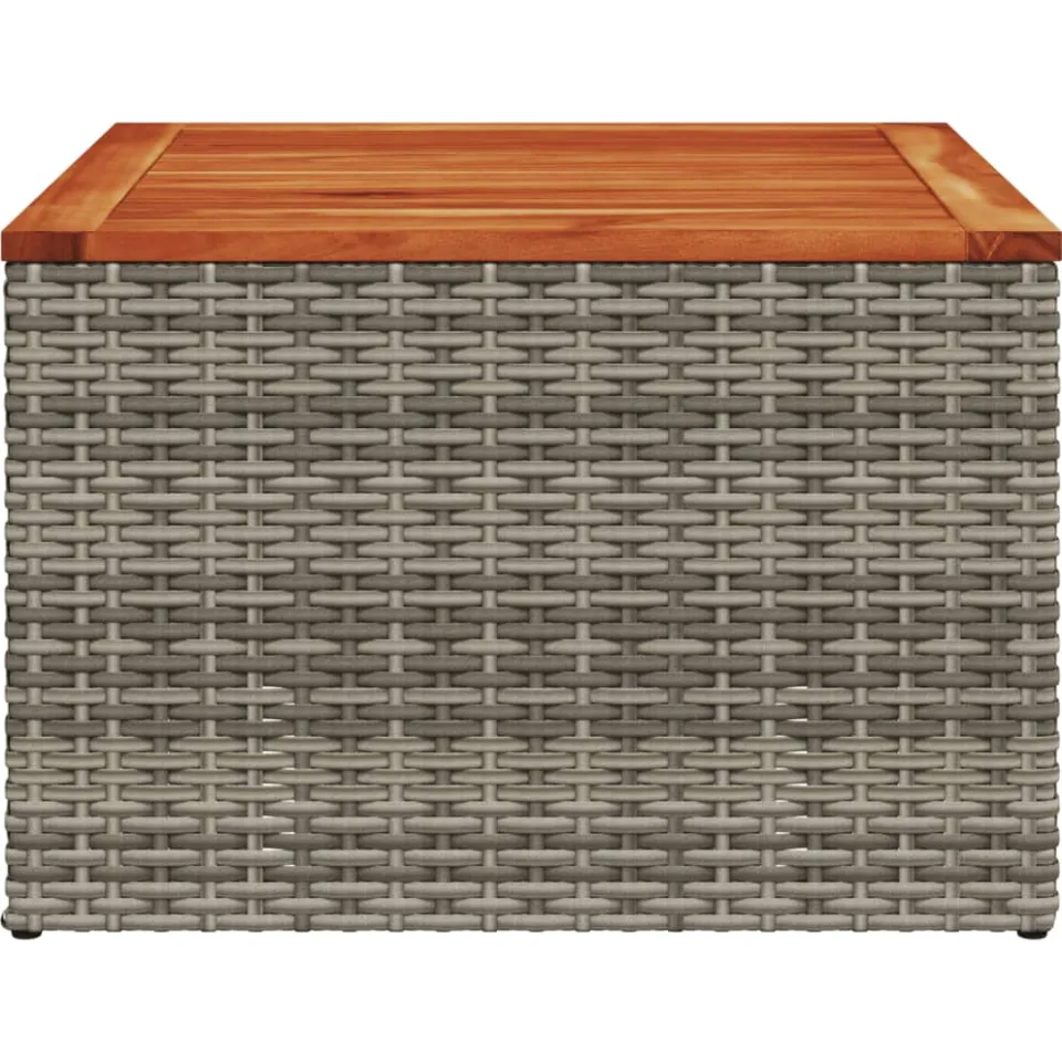 vidaXL Tuintafel 55x55x37 cm poly rattan en acaciahout grijs, foto 4