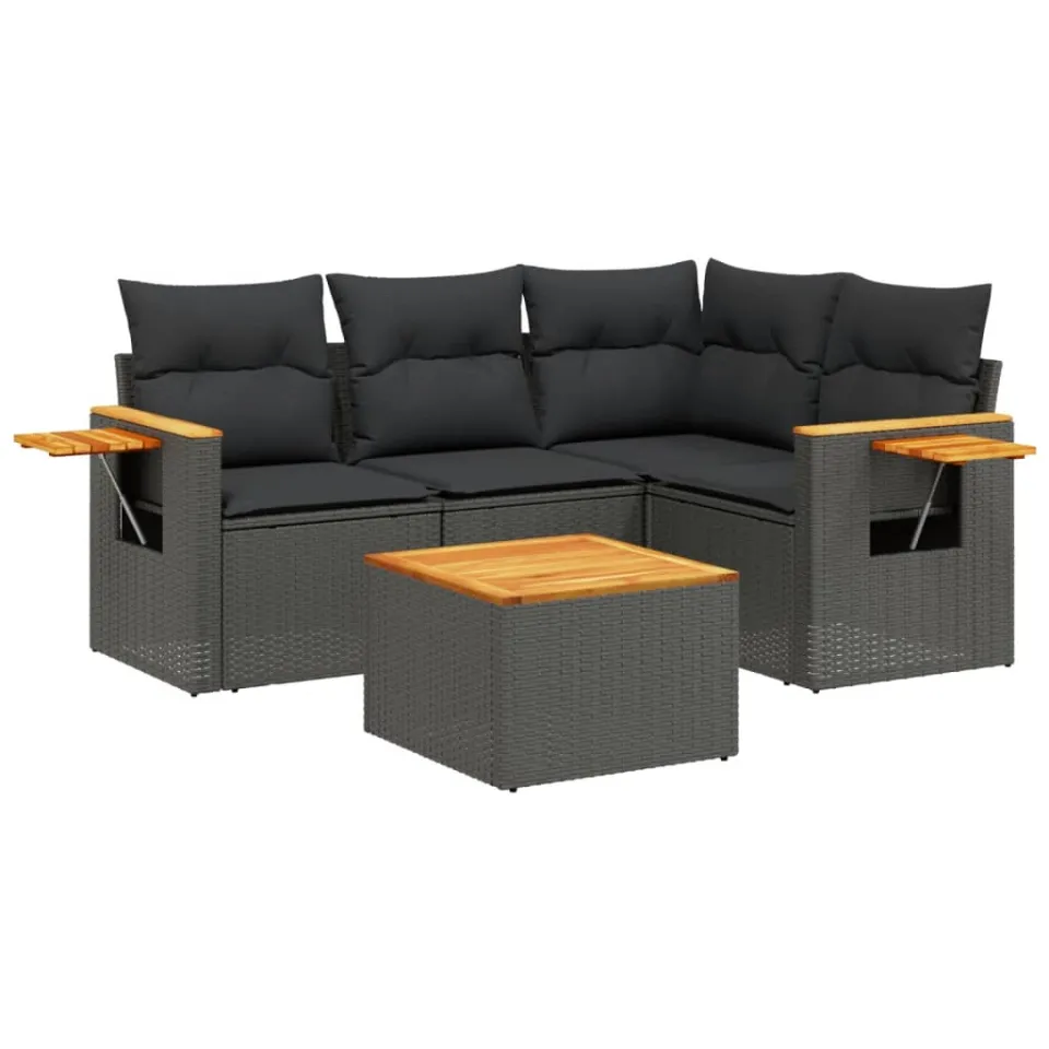 vidaXL Patio Sofa Set 5-zits Black, foto 3