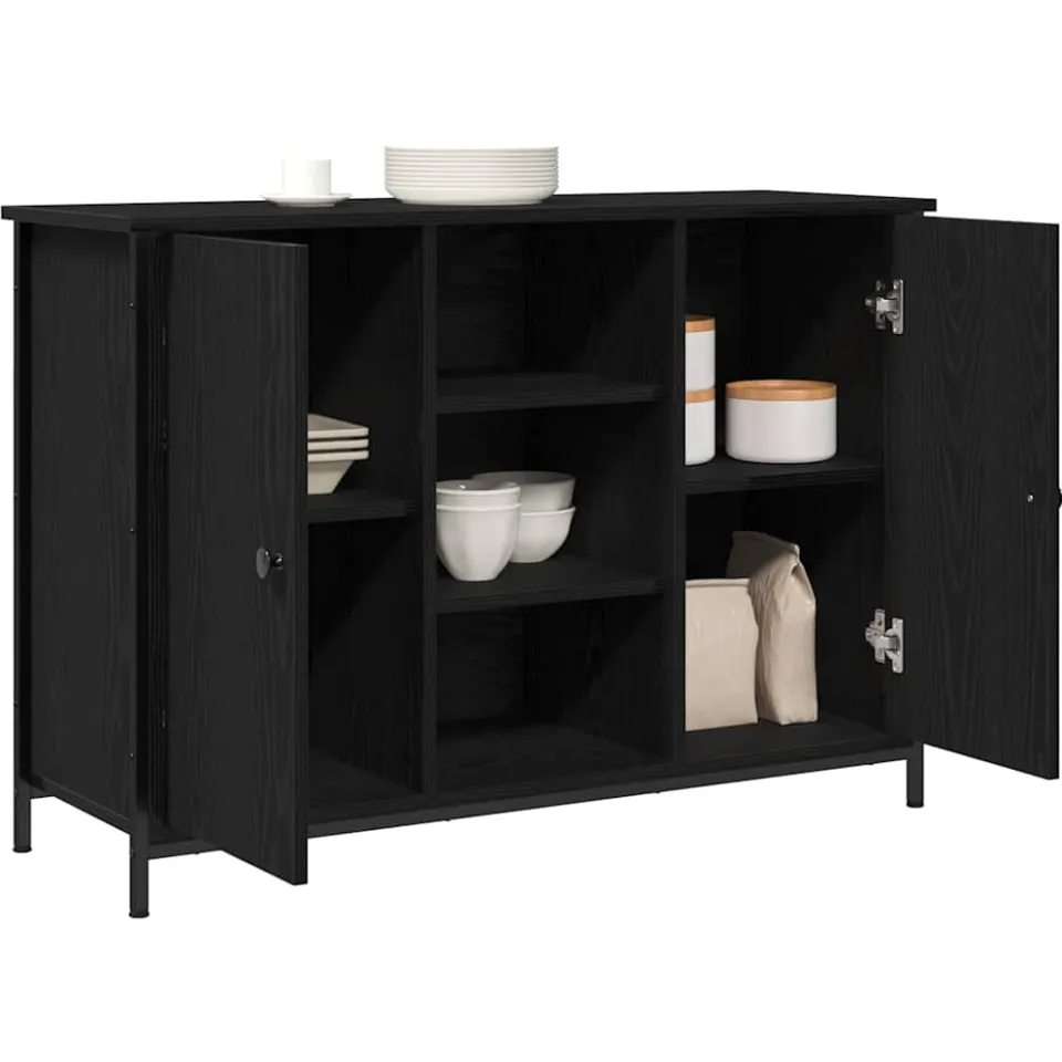 vidaXL Dressoir Zwart Eiken 100 x 35 x 70 cm