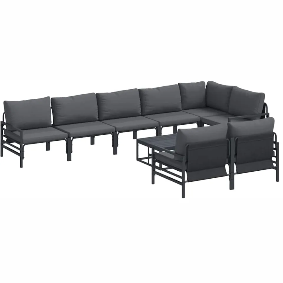 vidaXL Tuinbankenset 9 st Zwart Staal Anthraciet