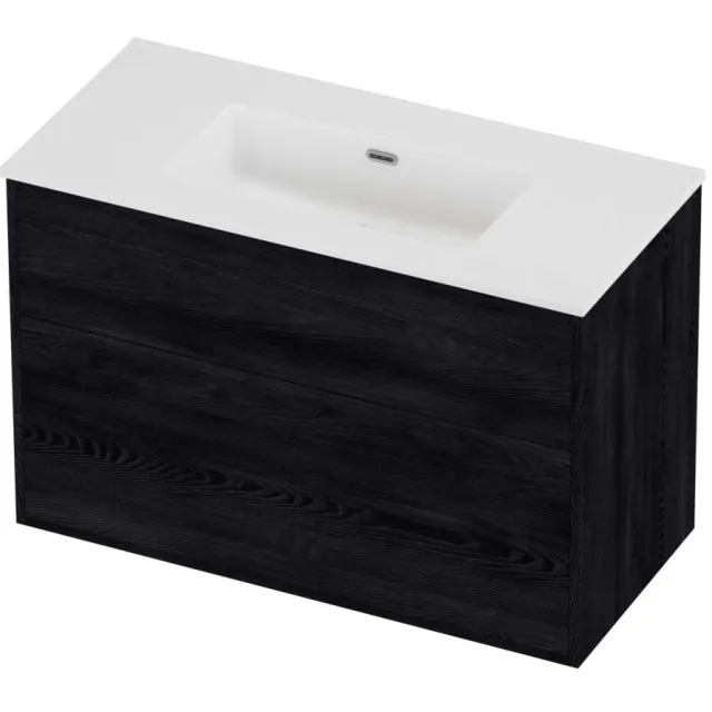 Proline Tribute Badmeubelset Porselein Elegant 2 Laden 100x46x67 cm Mat White Black Oak Eiken