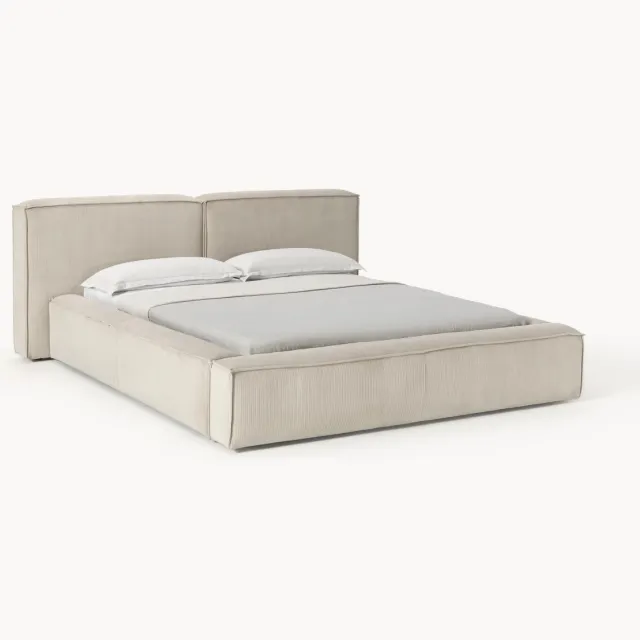 Westwing Collection Gestoffeerd bed Lennon van corduroy Beige