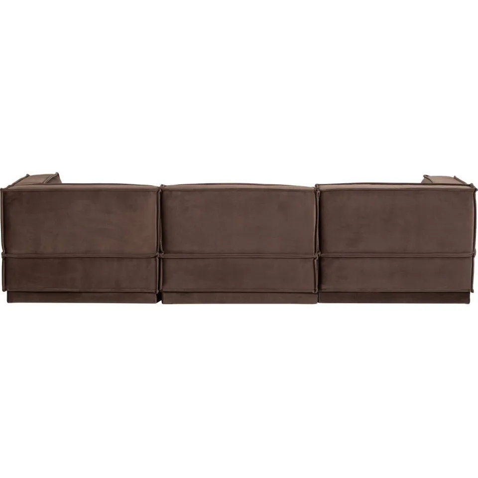 WOOOD Manu Chaise Longue Bank Links - Velvet - Bruin - 73x286x160, foto 2