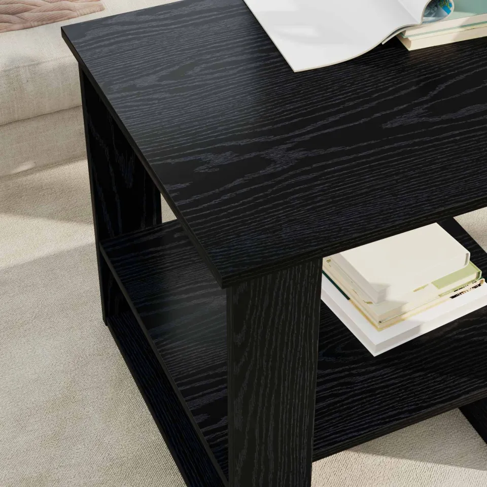 vidaXL Salontafel Zwart Eiken 51 x 50 x 50 cm Bewerkt hout, foto 4