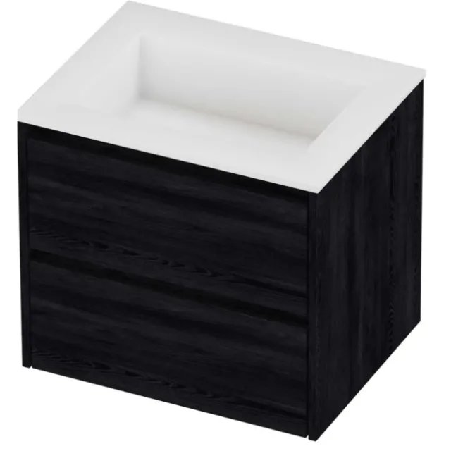 Proline Aristo Badmeubelset Polystone Elegant 60x46x54 cm Mat White Black Oak Eiken
