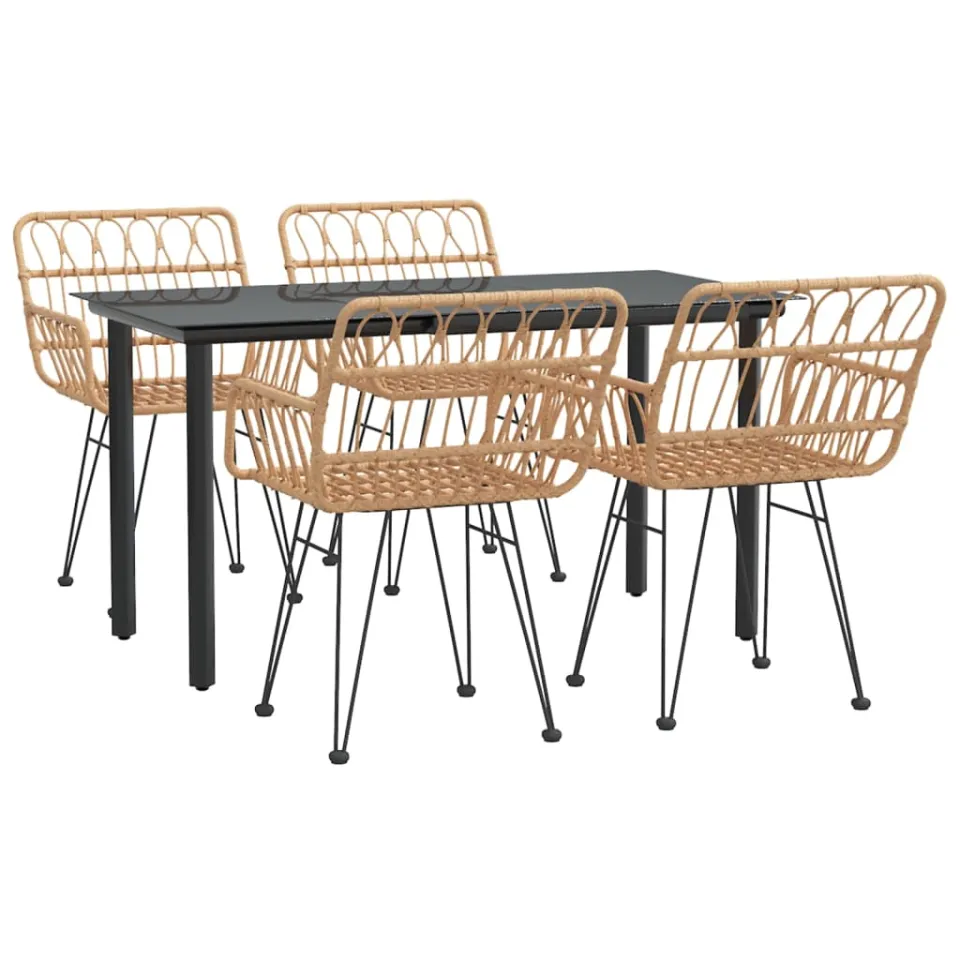 vidaXL 5-delige Tuinset poly rattan Bruin