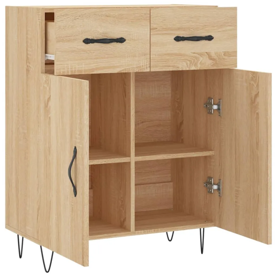 vidaXL Dressoir 69,5x34x90 cm bewerkt hout sonoma eikenkleurig