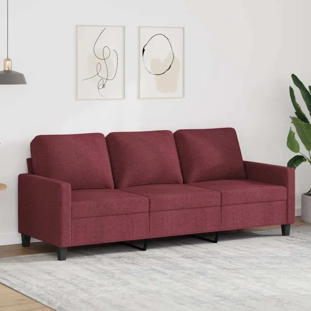 vidaXL Driezitsbank 180 cm stof wijnrood