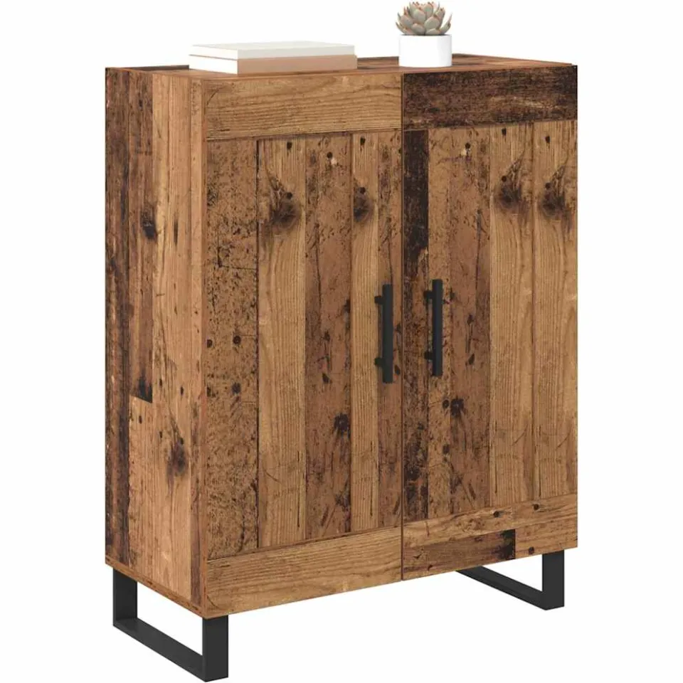 vidaXL Dressoir Oud Hout 69,5 x 34 x 90 cm Gemonteerd hout en ijzer Bruin