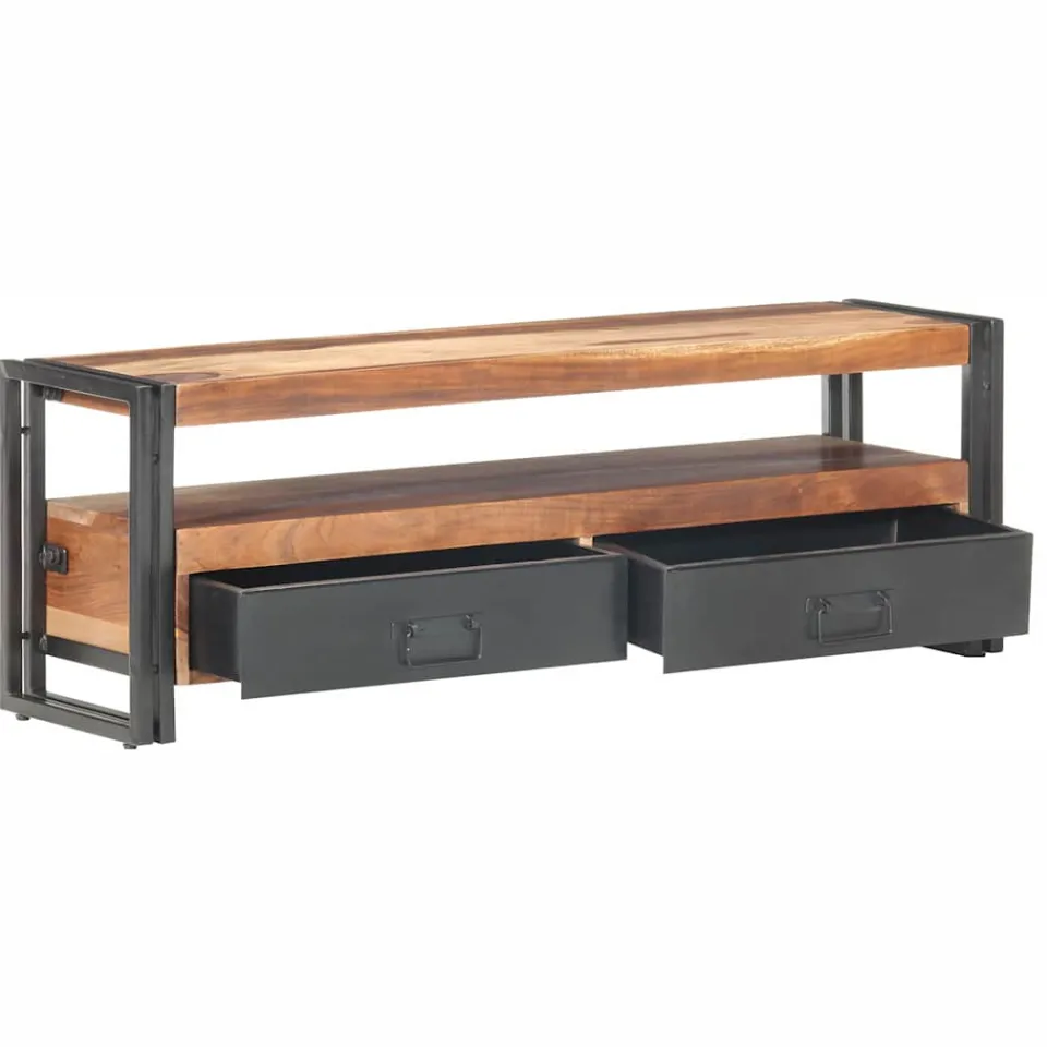 vidaXL Tv-meubel 120x30x40 cm massief hout bruin, foto 2