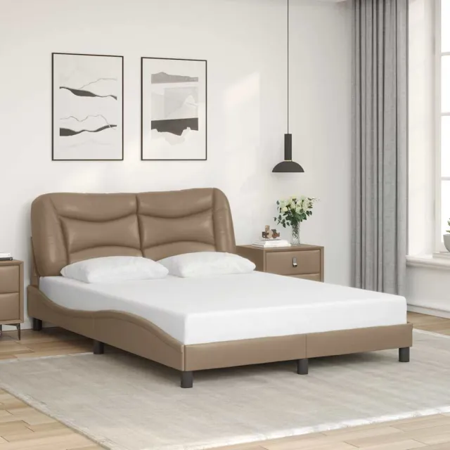 vidaXL Bedframe zonder matras "Hvar" kunstleer cappucinnokleurig 140x190 cm Bruin