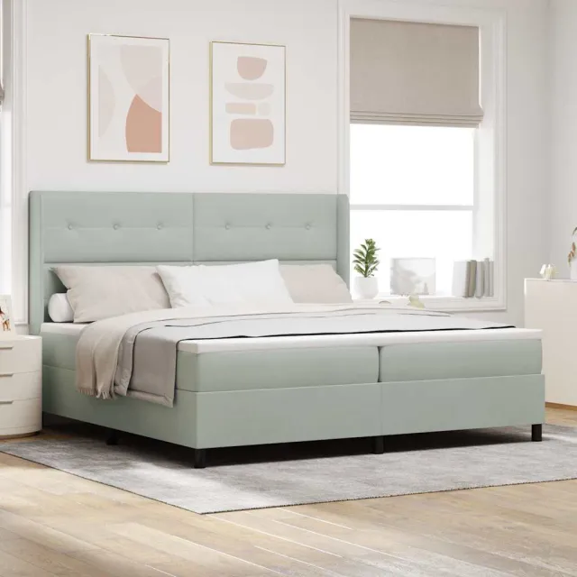 vidaXL Boxspringbed met hoofdeinde Lichtgrijs 200 x 200 cm Fluweel