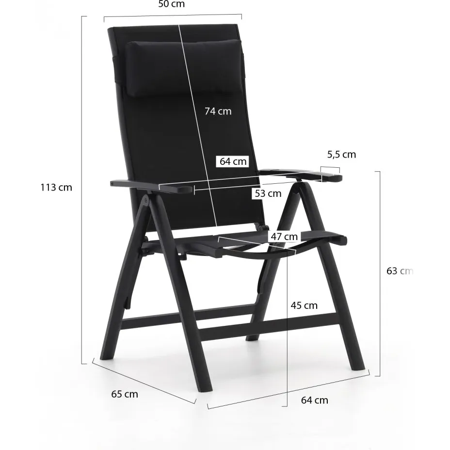 Bellagio tuinmeubelen Bellagio Avio/Fidenza 160cm dining tuinset 5-delig verstelbaar grijs, foto 3
