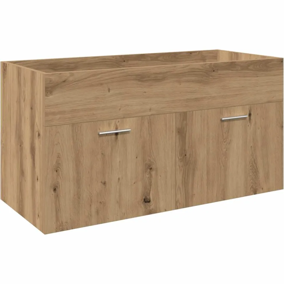 vidaXL Wastafelkast met ingebouwde wasbak hout artisanaal eiken, foto 4