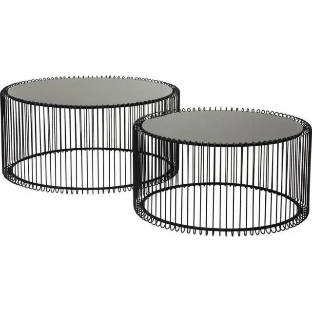 Kare Design Salontafels Wire met glazen tafelblad, 2-delig zwart